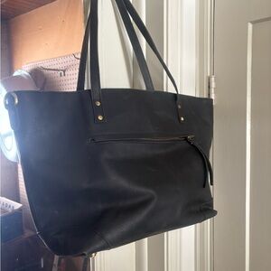 Denver Leather Black Leather Tote Bag
